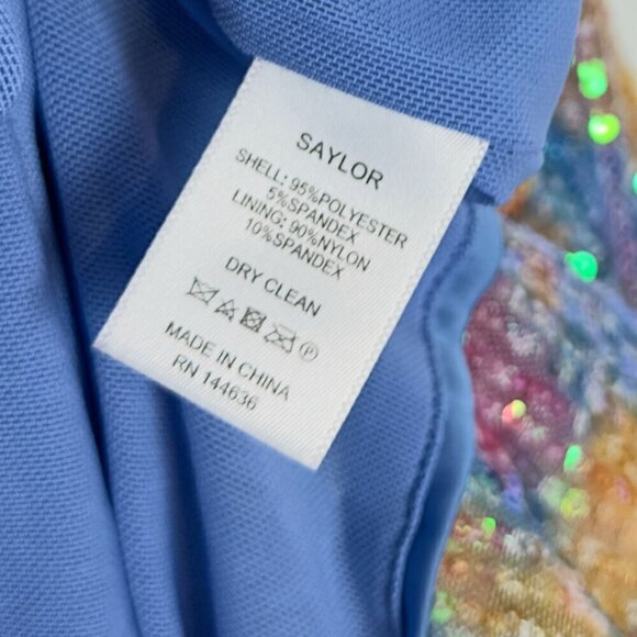 SAYLOR Lawren Floral Sequin Sparkly Long Sleeve Bodycon Minidress Size Medium - Picture 6 of 8